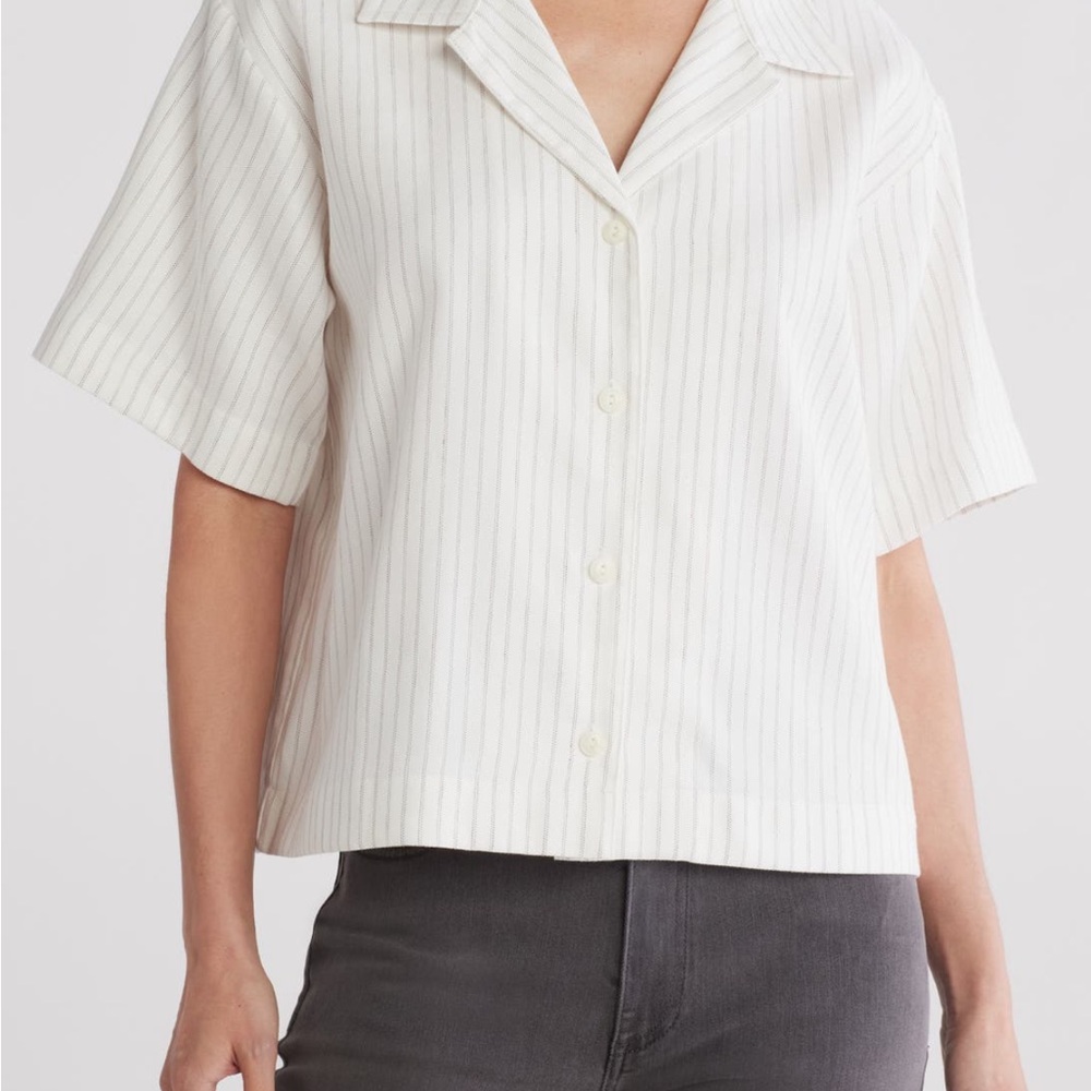 rag & bone Ivory Striped Button-Down Camp Shirt